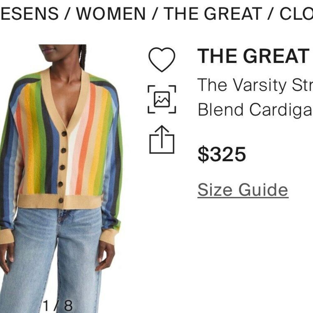 The Great. Rainbow Stripe Cardigan RARE - Picture 6 of 7